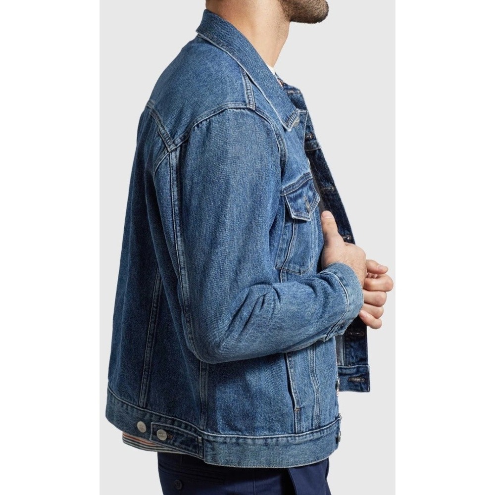 Warp + Weft Jean Trucker Jacket Denim Sea Seattle Scout Blue SM Copper Unisex - Picture 4 of 16